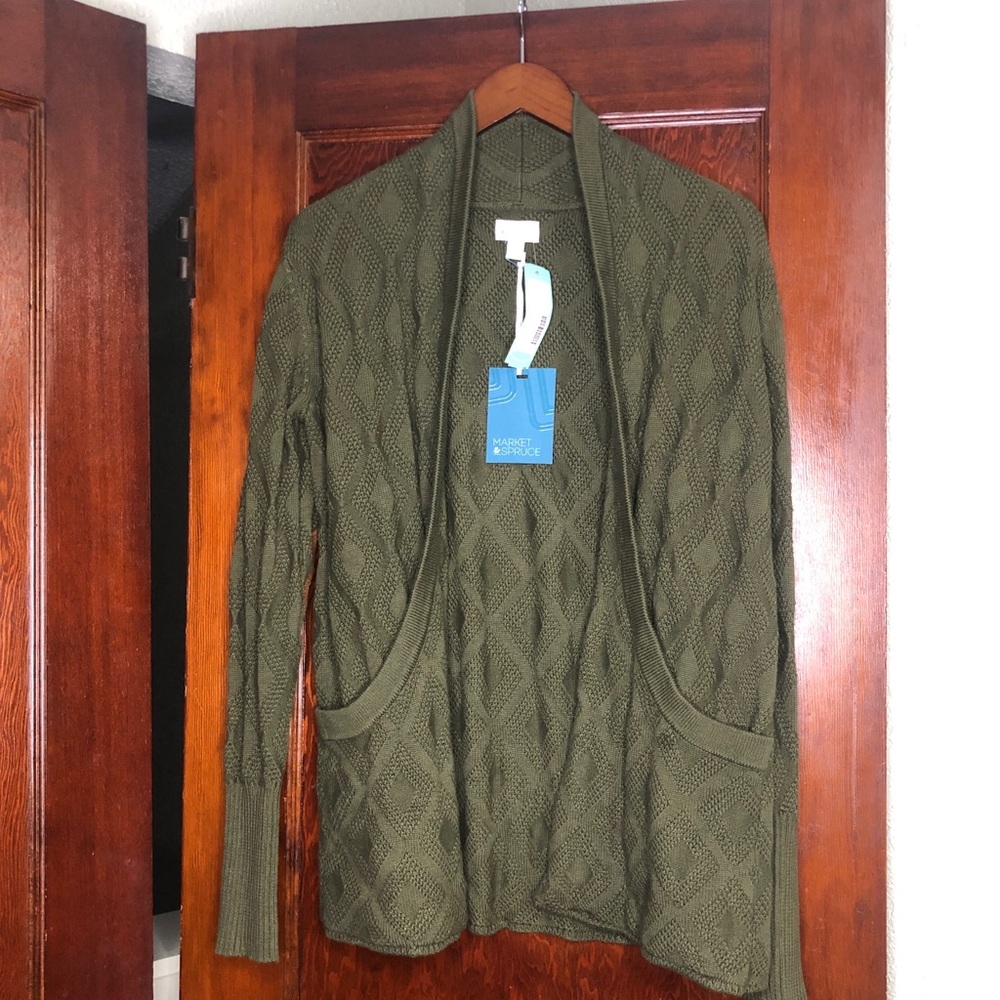 Olive Green Knit Cardigan